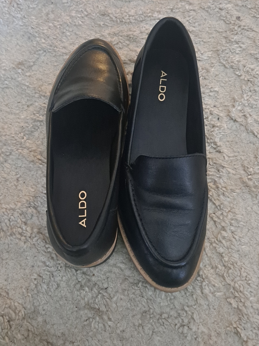 ALDO Black Slip-On Leather Loafers